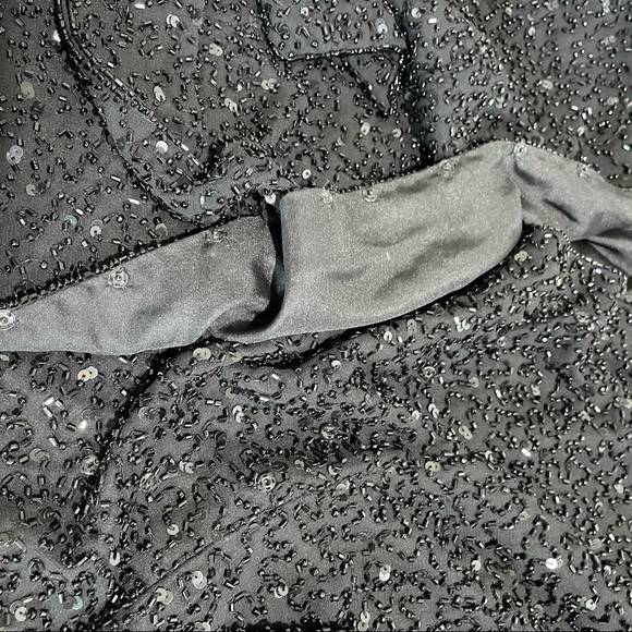 Chadwicks Black beaded sequined wrap top womens 14 - Picture 8 of 12